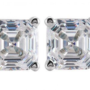 Asscher Natural Mined Diamond Studs 14K Gold (0.98 Ct G Vs1) C54100051